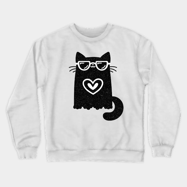 Black cat wearing sunglasses Crewneck Sweatshirt by Nikamii